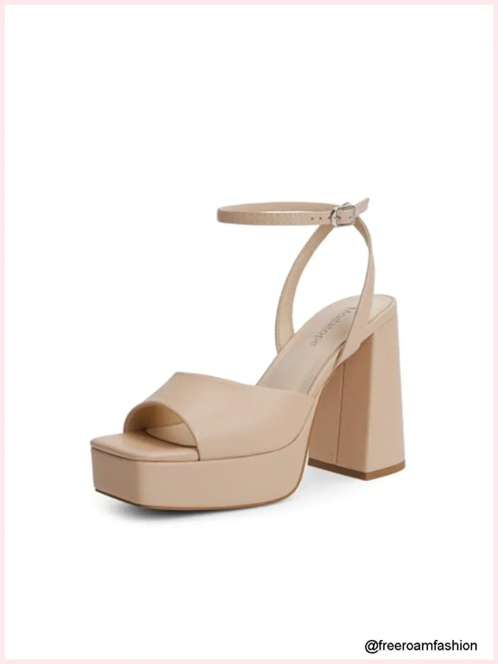 Platform Heels for Women Chunky Heel Open Toe Ankle Strap Sandals Faux Leather